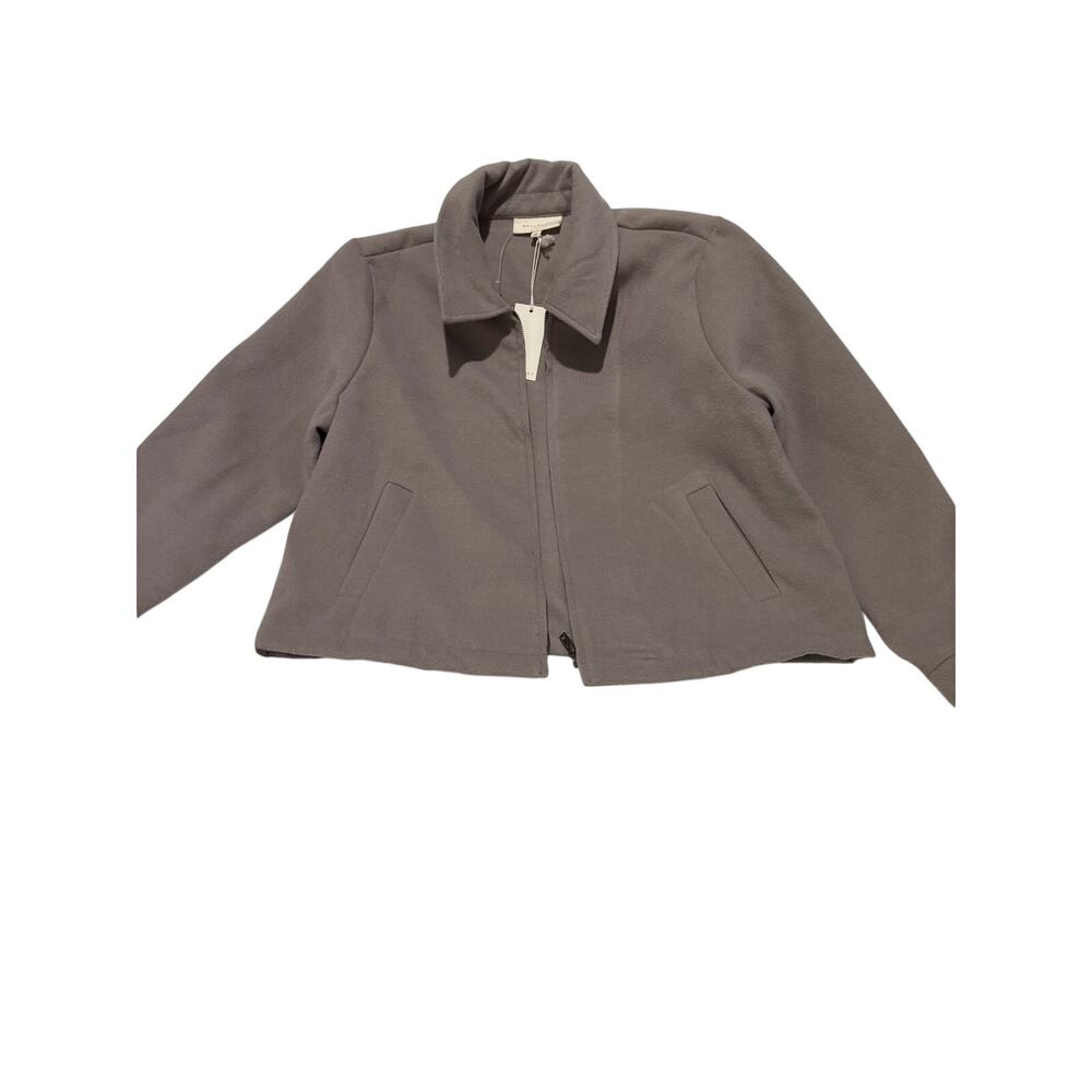 Melody’s taupe L front zip collared lined jacket blazer nwt perfect